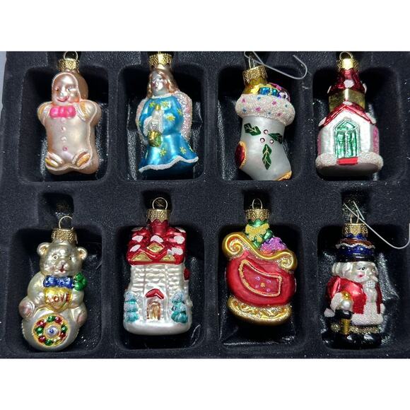 Designers Studio Blown Glass Christmas Ornament Set of 12 Santa/Boy/tree etc. - Picture 7 of 12